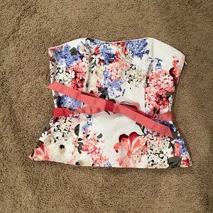 White House Black Market bustier, floral print. Size 8